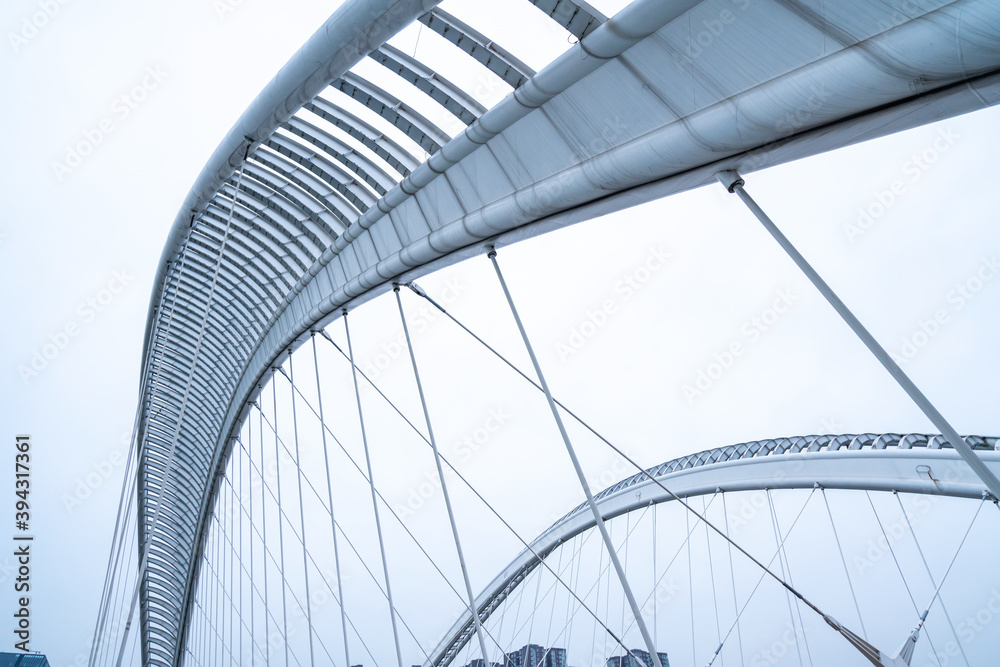 Fototapeta premium Close up of suspension bridge structure