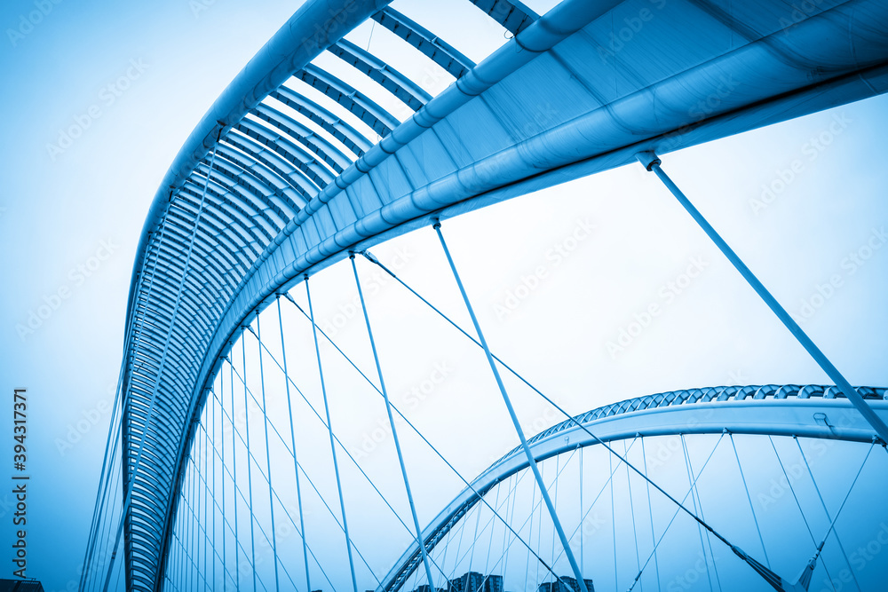 Fototapeta premium Close up of suspension bridge structure