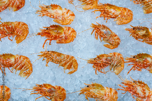 The prawns are on ice. Fres...