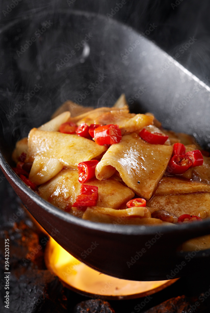 Delicious Chinese food, iron pot spicy tofu