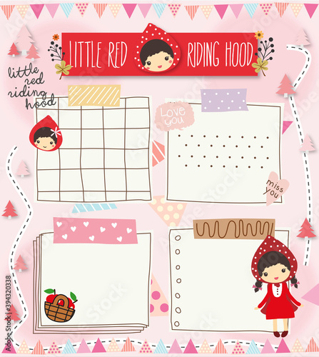 Little red riding hood paper hand drawn vector design