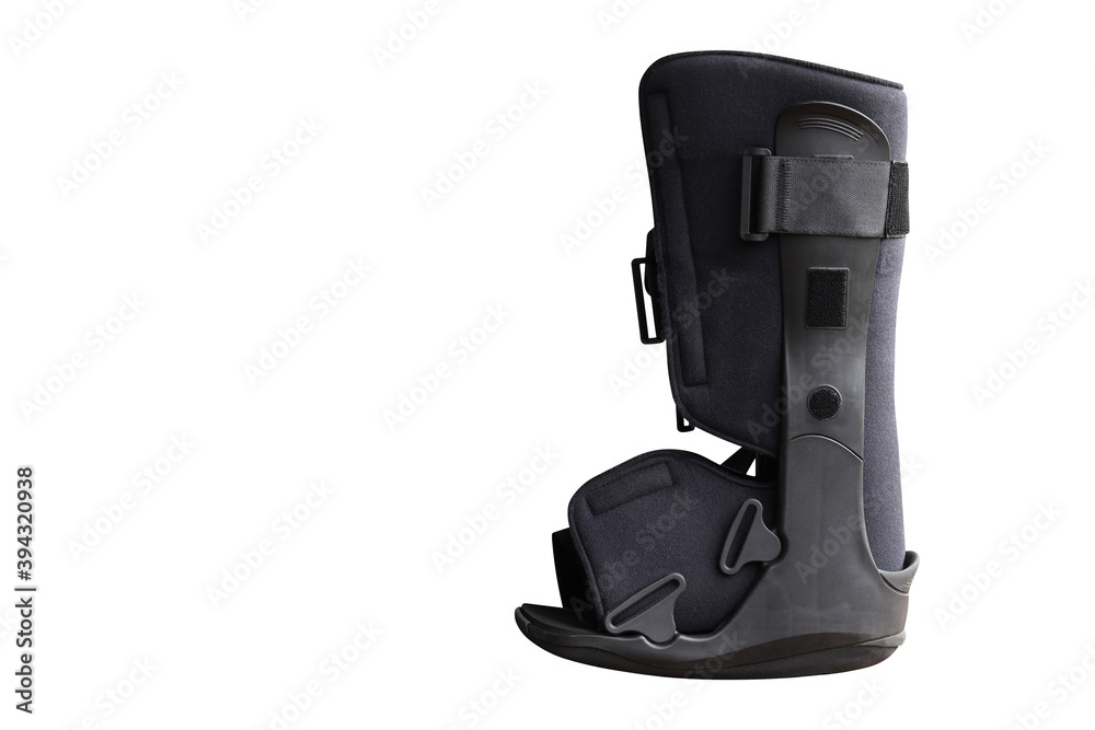 Picture of a black controlled ankle motion also known as a 'Moon Boot' to stabilization of