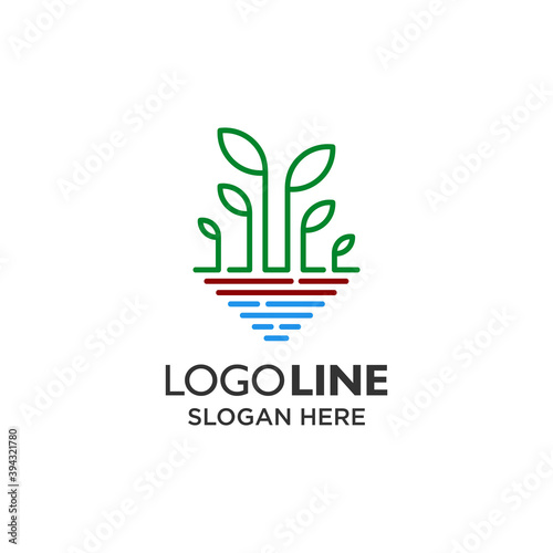 plant with line art style for hidroponic logo design
 photo