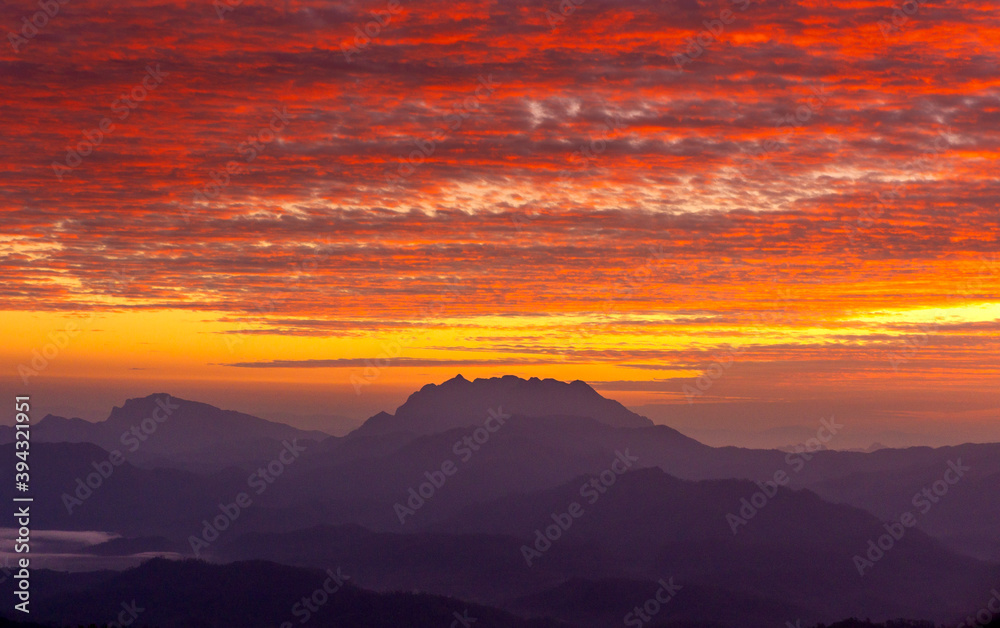 Landscape of sunrise on mountain