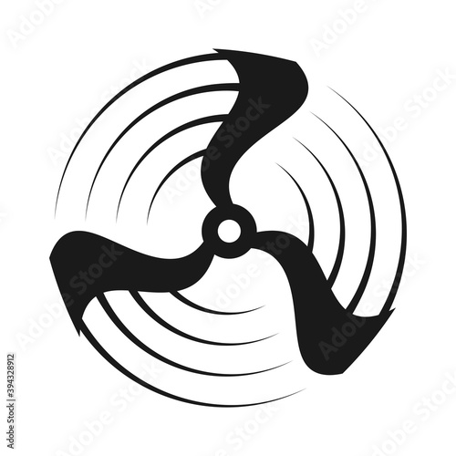 black abstract propeller icon on a white isolated background. Vector image