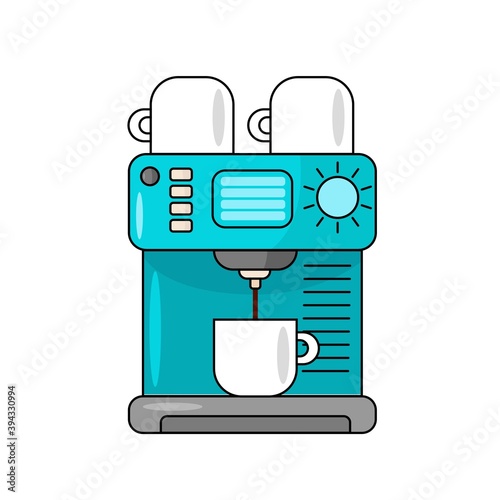 Coffee machine icon with three cups for coffee. Espresso drip. Cappuccino, latte maker.