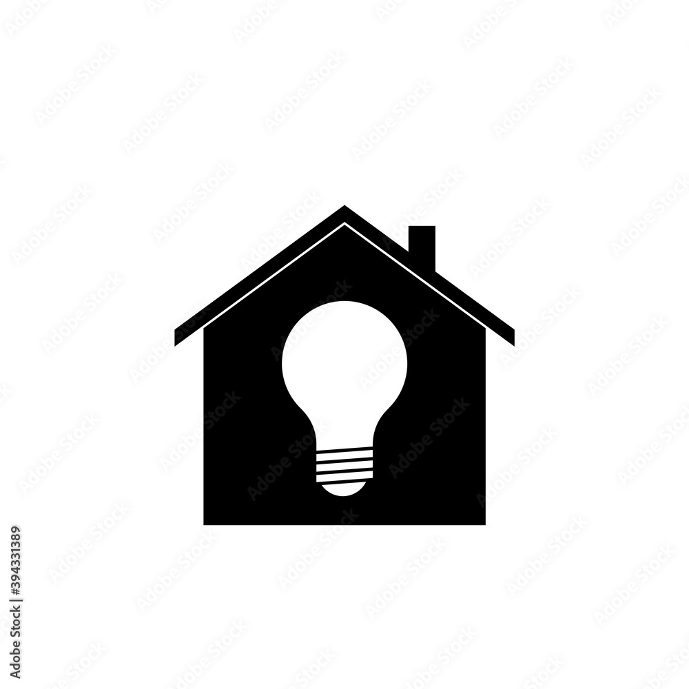 Bulb and Home or House Icon isolated on white background Bulb and Home or House Icon isolated on white background