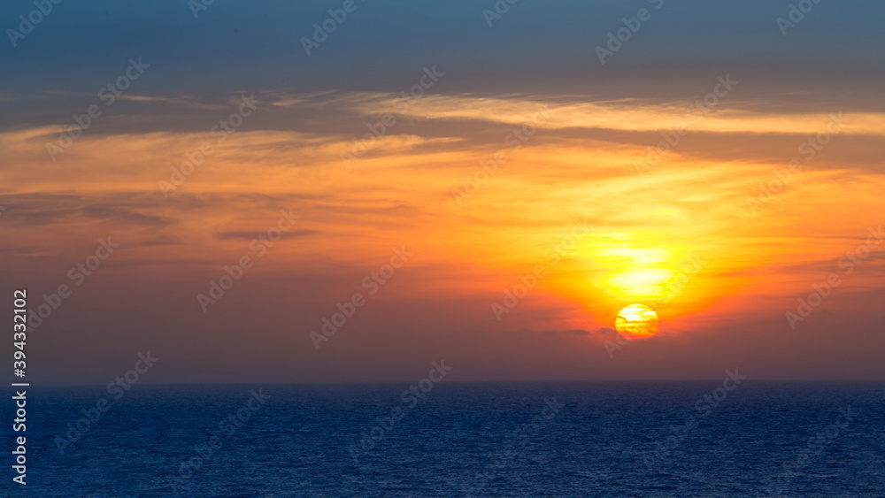 Amazing Sunset on the Sea. Beautiful sunset, waves and landscape. 
