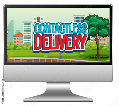 Computer with contactless delivery logo