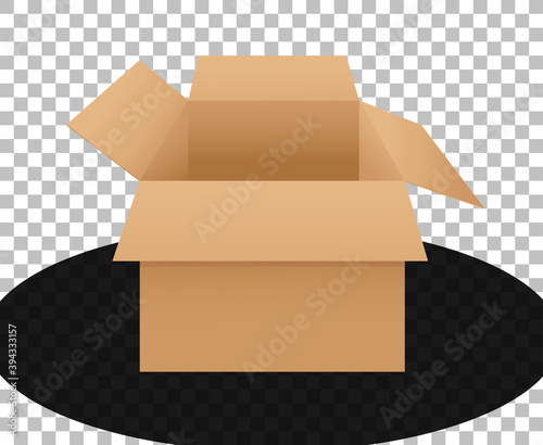 Cardboard box opened isolated cartoon style