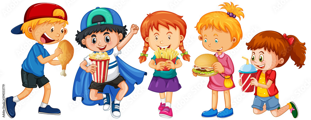 © GraphicsRF - Group of young children cartoon character on white background © GraphicsRF - Group of young children cartoon character on white background