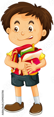 Boy holding school bag