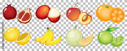 Set of different fruit isolated