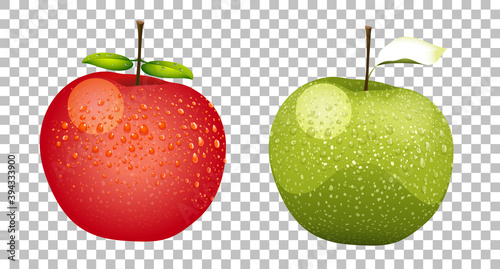 Green and red apples realistic isolated