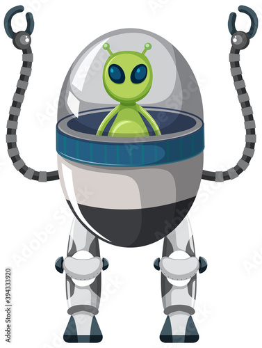 Alien on the robot on white background