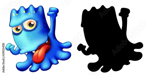 Monster with its silhouette on white background