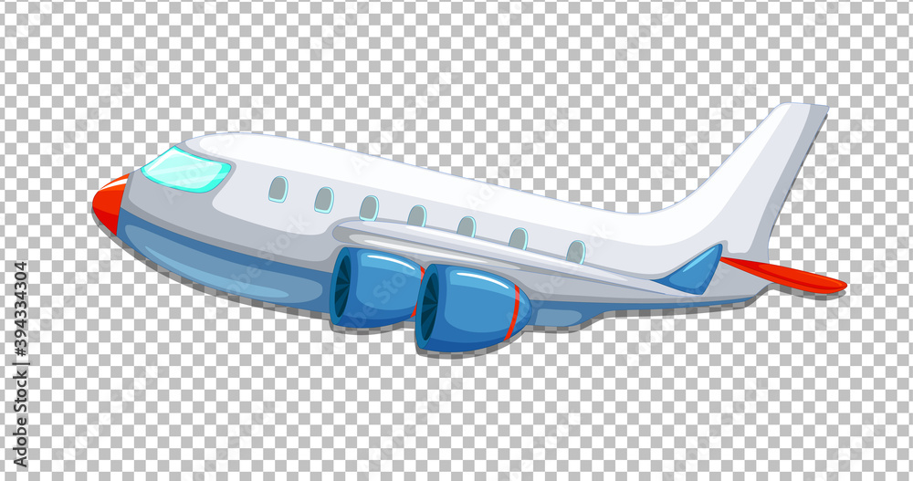 Airplane cartoon style on transparent background