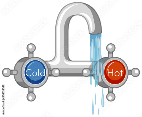 Water tap hot and cold cartoon style isolated
