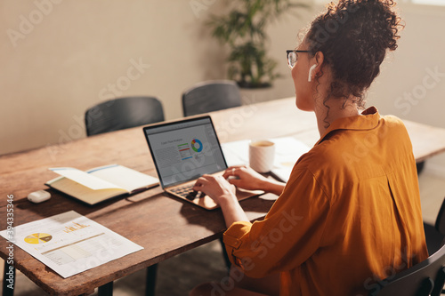 Business woman working from home during pandemic photo