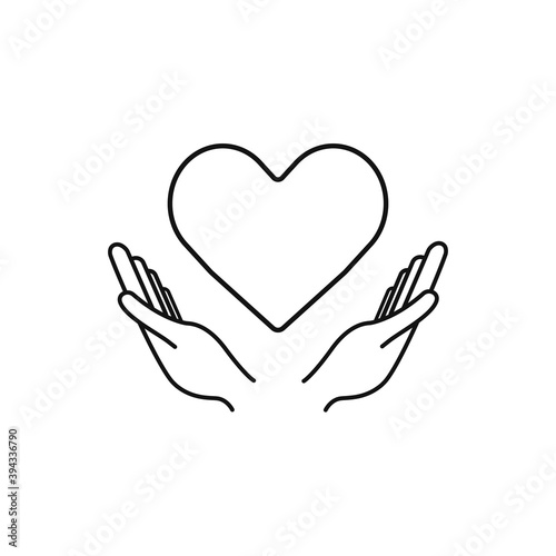 Healthcare hands holding heart flat icon for apps and website. Vector Illustration