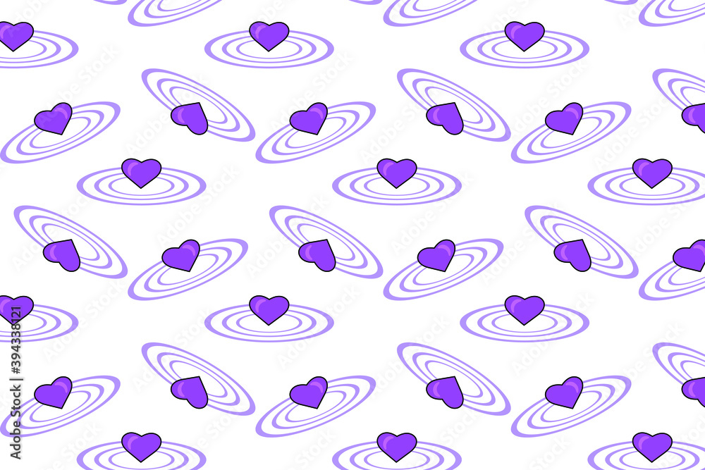 geometric seamless pattern of small hearts and lines, multi-colored heart