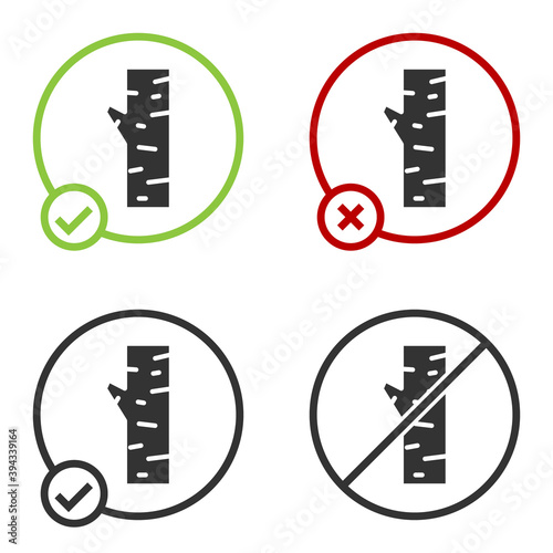Black Birch tree icon isolated on white background. Circle button. Vector.