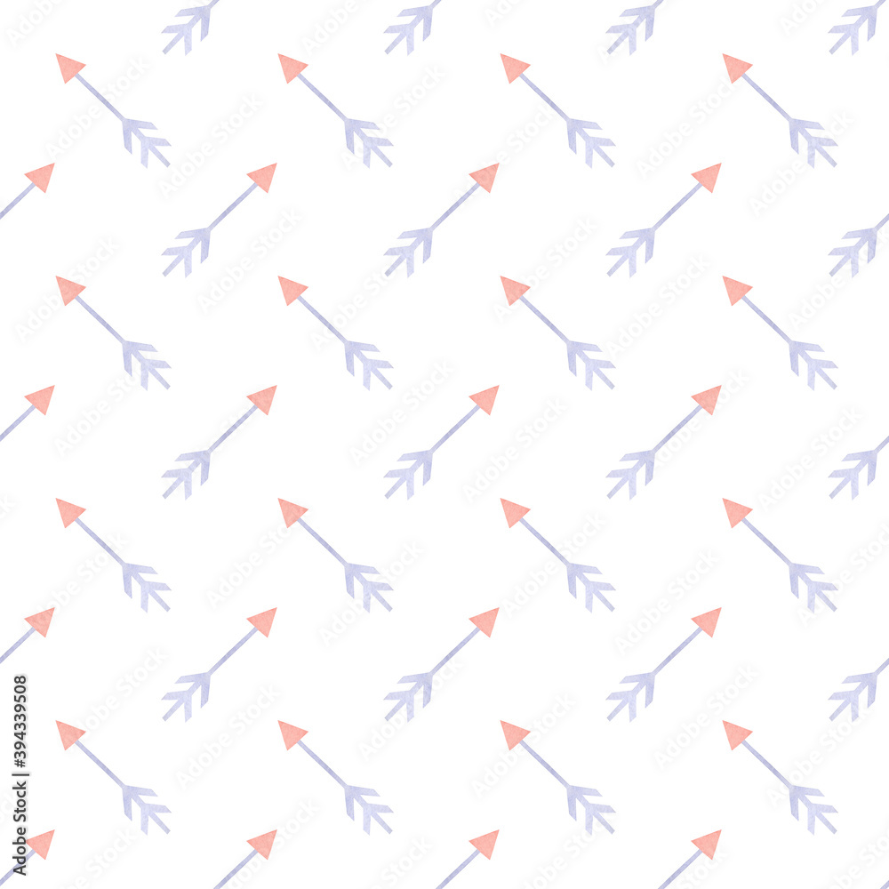 Watercolor seamless pattern in boho style. Tribal art. Arrows. Watercolor seamless pattern in boho style. Tribal art. Arrows.