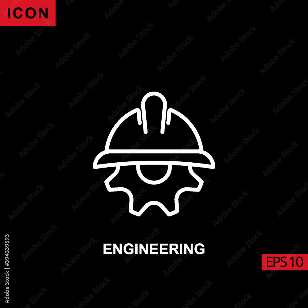 Icon engineering with helmet and cog gear wheel vector on black background. Icon engineering with helmet and cog gear wheel vector on black background.