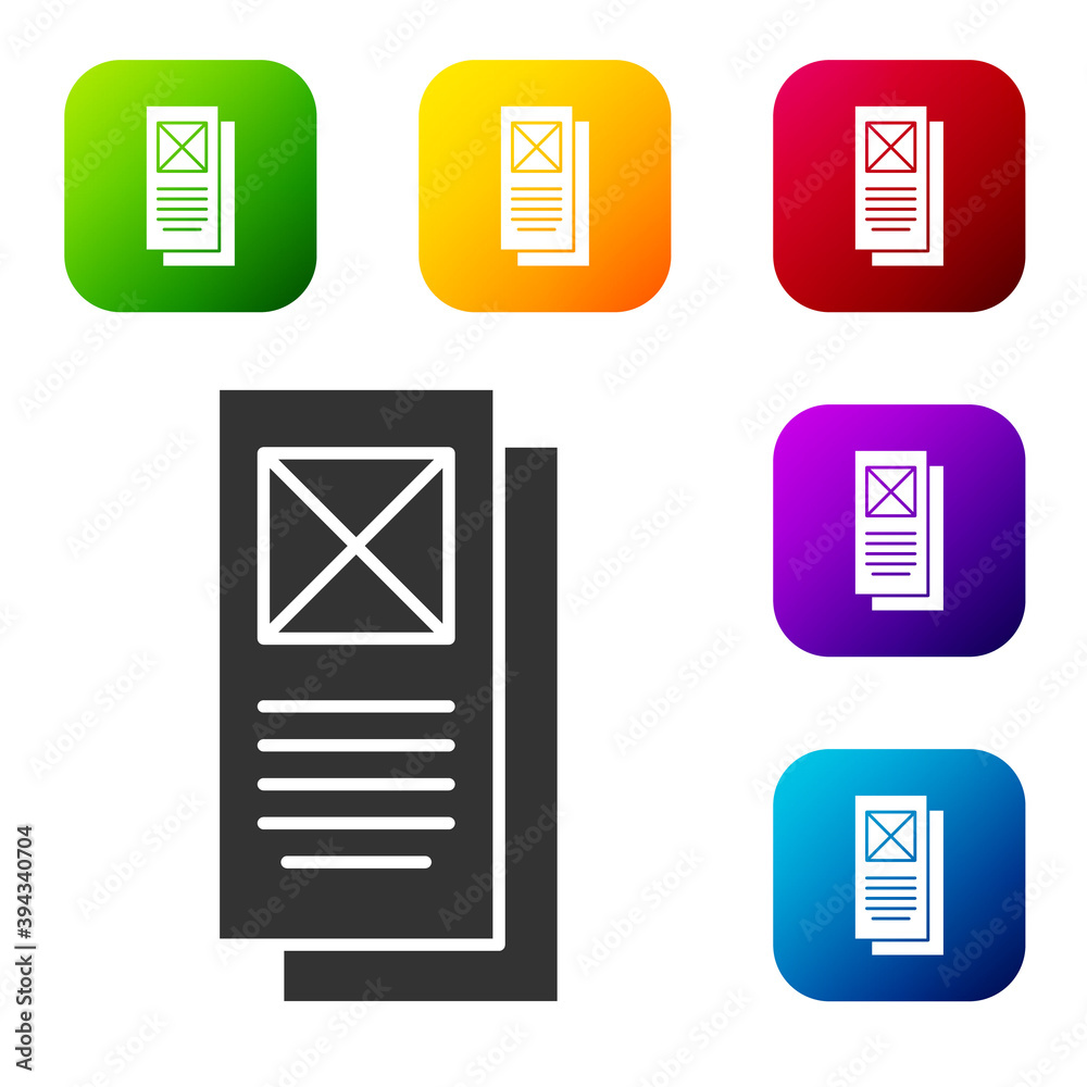Black Browser window icon isolated on white background. Set icons in color square buttons. Vector. Black Browser window icon isolated on white background. Set icons in color square buttons. Vector.