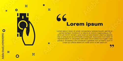 Black Fast payments icon isolated on yellow background. Fast money transfer payment. Financial services, fast loan, time is money, cash back concept. Vector.