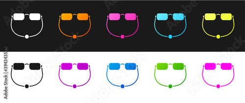Set Eyeglasses icon isolated on black and white background. Vector.