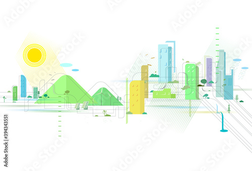 A Quality city is appearance with some elements of environmental protection vector illustrator graphic EPS 10