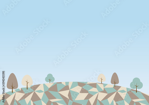 背景素材 草原と空 冬 #02