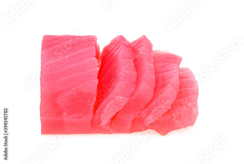 Raw tuna fish isolated on white background.