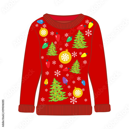 Christmas ugly party seasonal sweater vector illustration