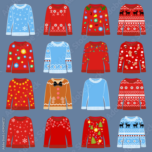 Christmas ugly party seasonal sweater vector illustration