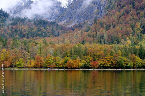 The Königssee is a natural lake in the extreme southeast Berchtesgadener Land district of the German state of Bavaria, near the Austrian border