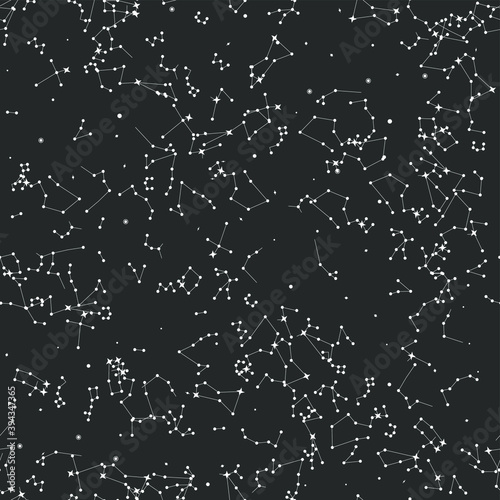 Stars element pattern. Vector seamless stellar constellation background. Space/ cosmic/ zodiacal/ universe elements wallpaper. Astronomy/ Astrology objects. For fabric, textile, banner, design.