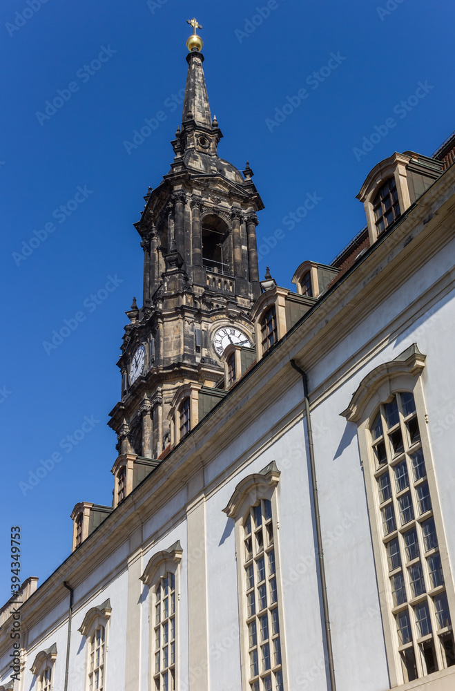 Tower of the Dreikonigskirche church in Dresden, Germany