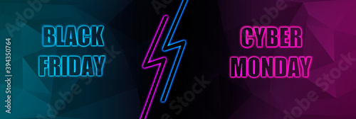 Cyber Monday Black Friday neon sign Background