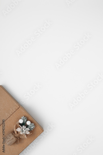 Gift boxes on a white background. Copy space, flat lay, mock up, top view.