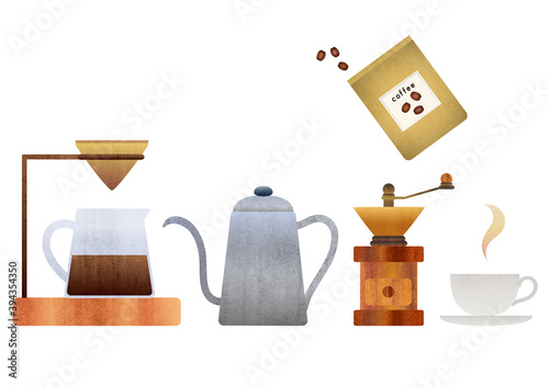 illustration set of drip coffee [side view]