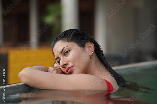 bacalar, mexico, model, photoshooting, water, pool