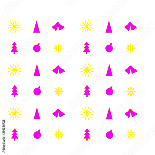 Motivos navideños en violeta y amarillo
