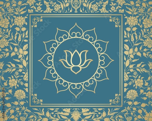 water lily, wedding card design, royal India	