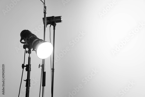 professional studio flashes illuminating a blank space photo