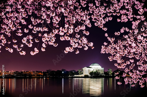 Washington, DC at the Jefferson Memorial during spring. photo