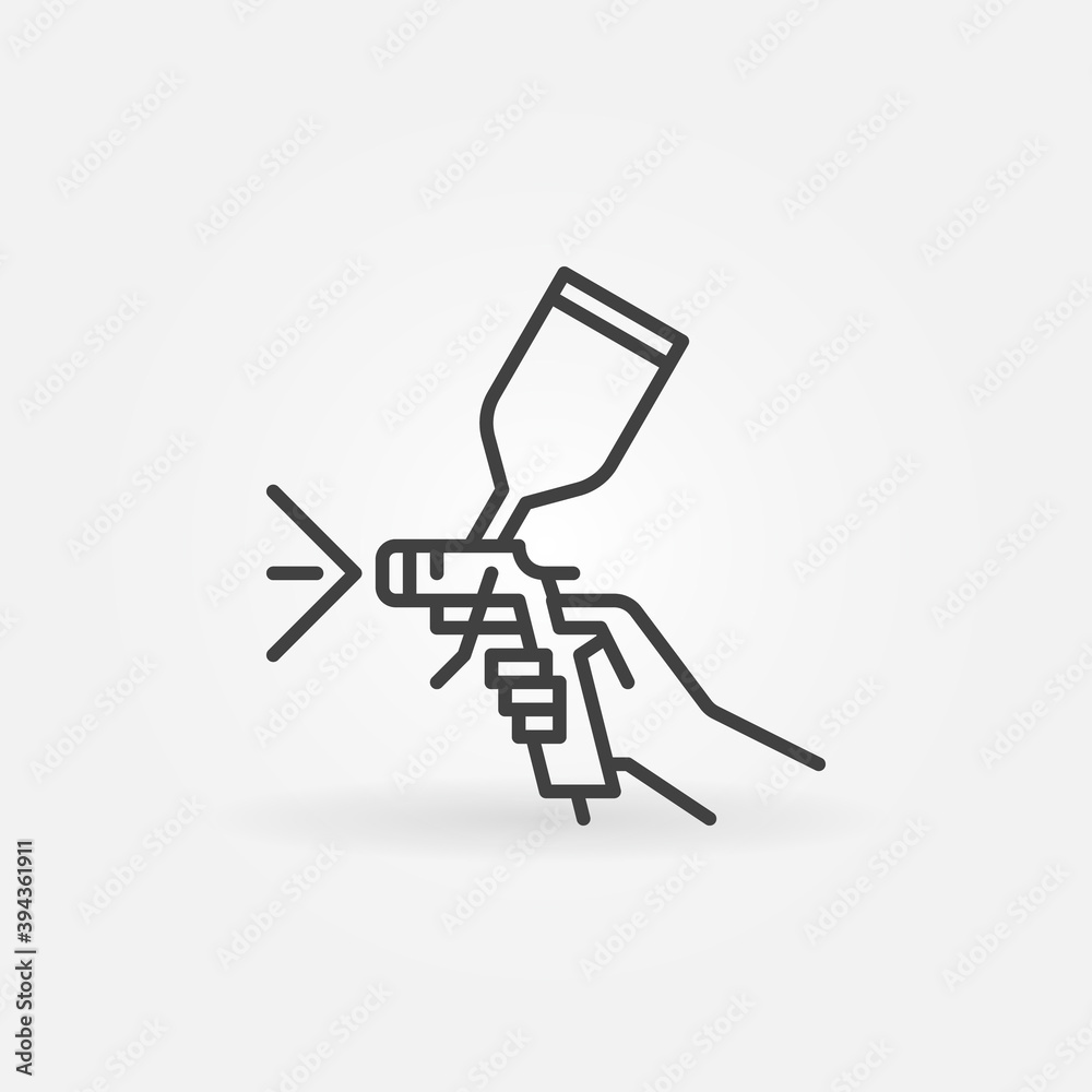 Hand with Car Paint Spray Gun linear vector concept icon or logo element Hand with Car Paint Spray Gun linear vector concept icon or logo element