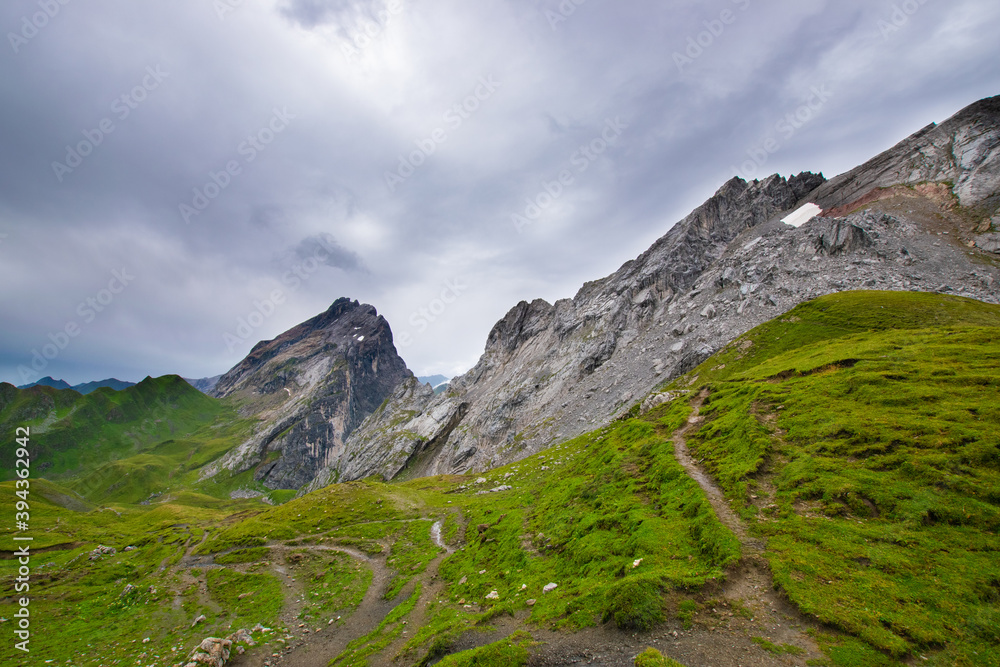 mountain landscape with clouds (austrian alps - lünersee/schweizer Tor)