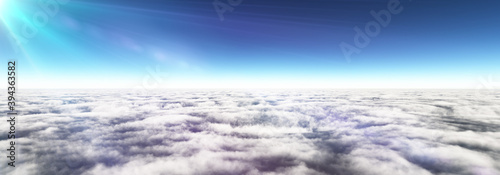 Above clouds sun ray  3d rendering